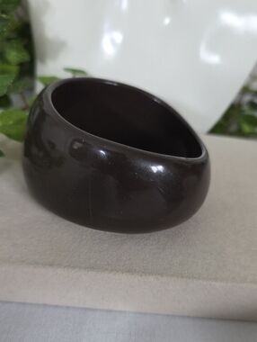 Dark Brown Resin Asymmetrical Chunky Bangle Bracelet